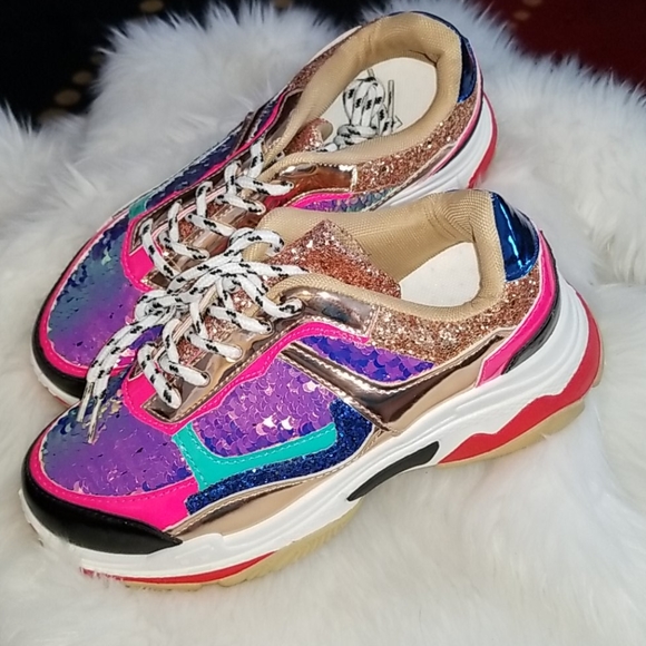 🇺🇲🌌🌈Glitter Bomb SneakersSize 8 and 8.5 available footwear YOKI - Picture 10 of 16
